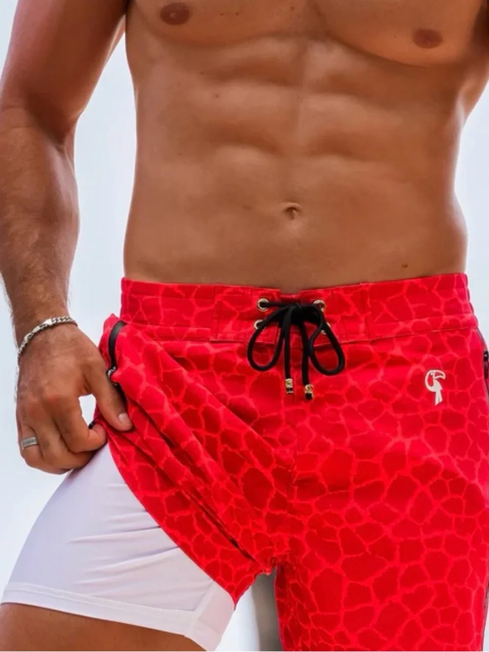 NWT! TUCANN Men’s Red Patterned Swim Trunks